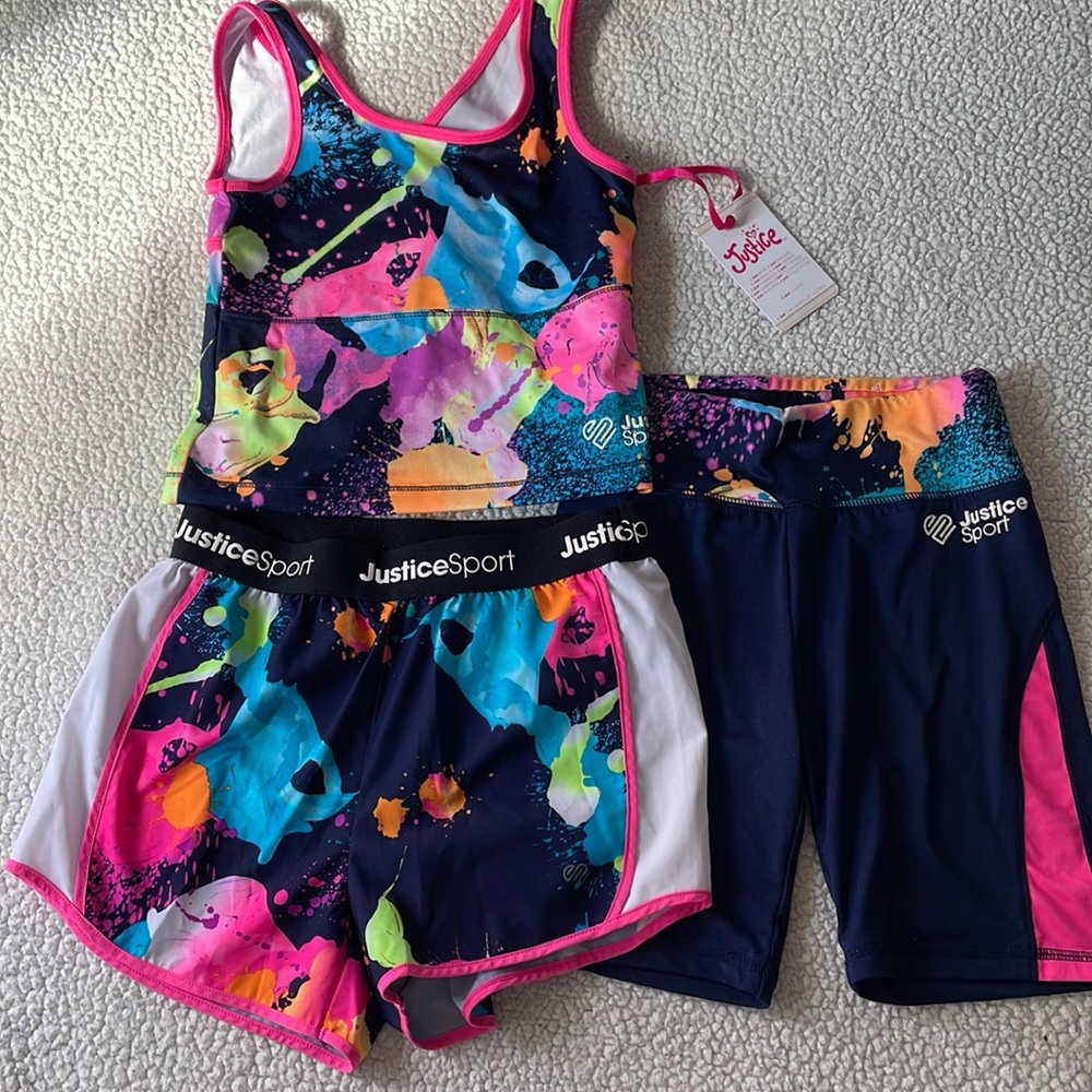 Justice sports top with 2 shorts